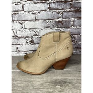 Frye Ash Taupe Leather Pointed Toe Western Heel Booties Women’s Sz 10M US/41EU
